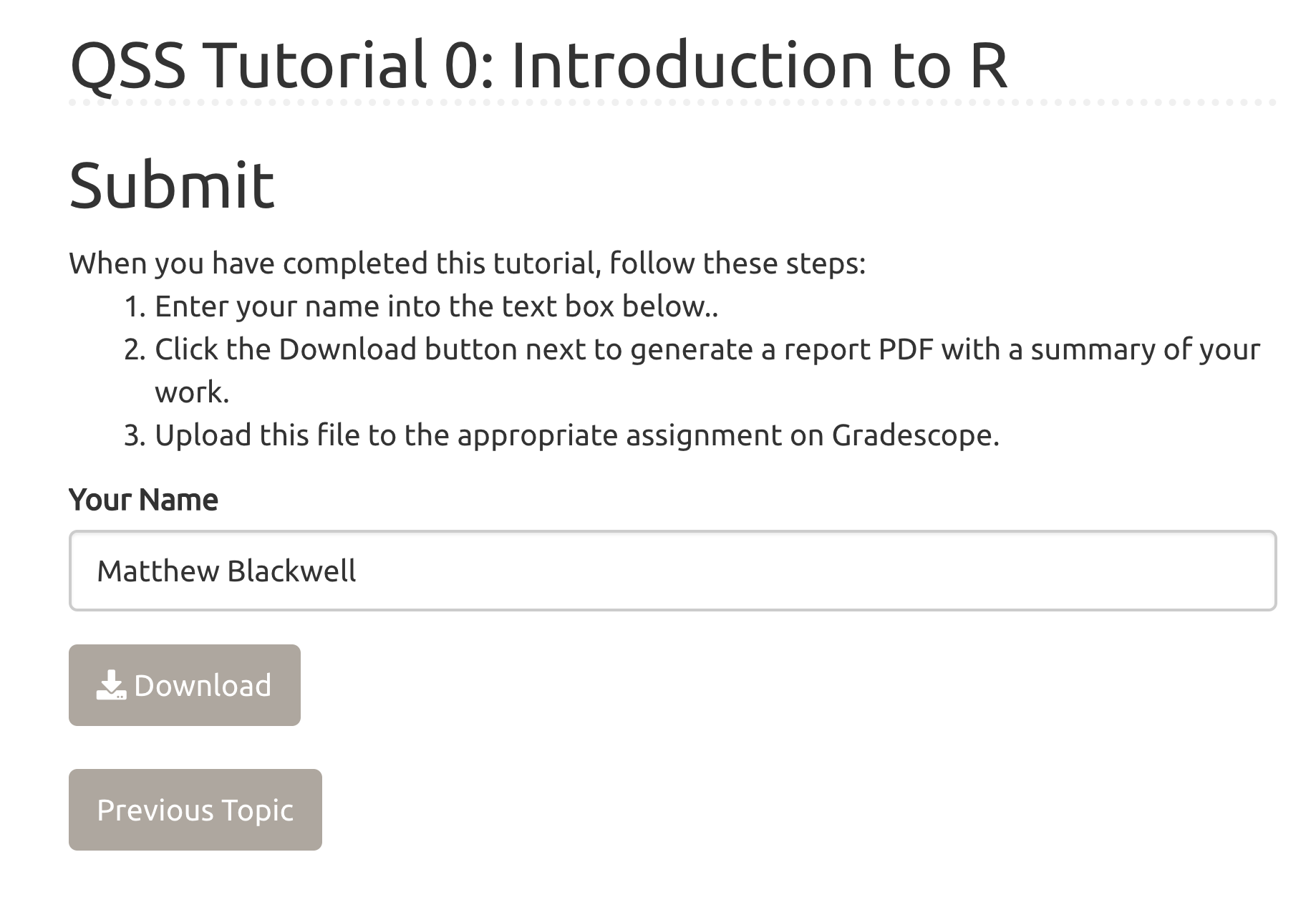 RStudio Tutorials Tab